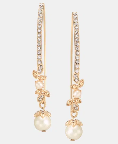 Marchesa Pave & Imitation Pearl Threader Earrings In Gold
