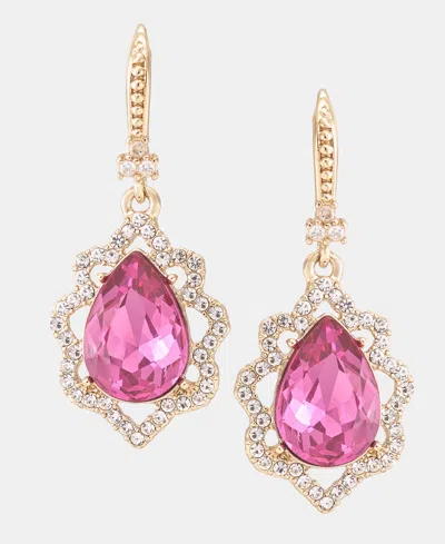 Marchesa Pave & Pear-shape Crystal Drop Earrings In Pink