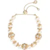 Marchesa Pavé Crystal & Imitation Pearl Slider Bracelet In Gold/blush/cry
