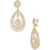 Marchesa Pavé Crystal Filigree Teardrop Earrings In Gold/goldtonal