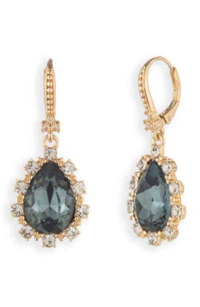 Marchesa Pear Glass Leverback Drop Earrings In Blue