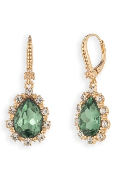 Marchesa Pear Glass Leverback Drop Earrings In Green