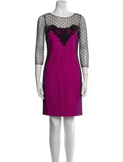 Pre-owned Marchesa Polka Dot Print Mini Dress In Pink