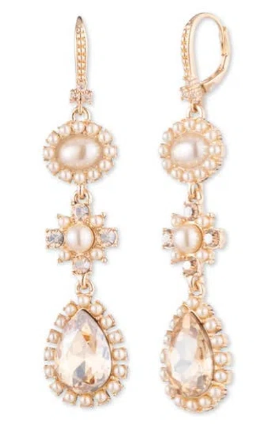 Marchesa Precious Imitation Pearl Drop Earrings In Gold/pearl