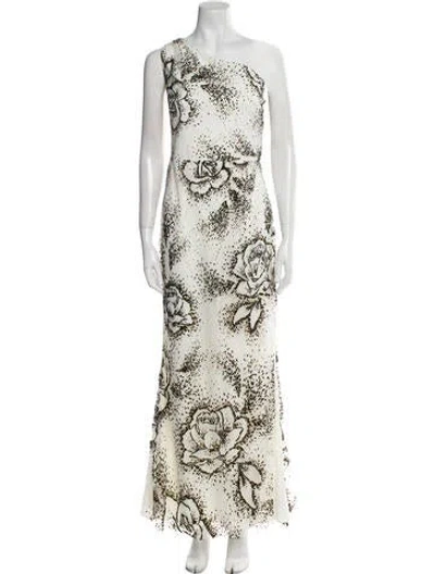 Pre-owned Marchesa Printed Long Dress In Neutral