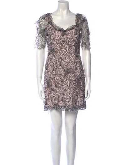 Pre-owned Marchesa Printed Mini Dress In Black