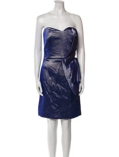 Pre-owned Marchesa Printed Mini Dress In Blue
