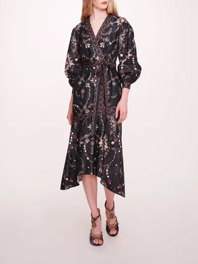 Marchesa Printed Poplin Wrap Dress