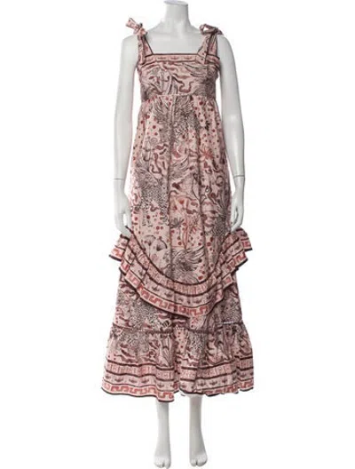 Pre-owned Marchesa Rosa Animal Print Long Dress In Pink
