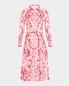 Marchesa Rosa Floral-print Cotton Midi Shirtdress In Fuchsia