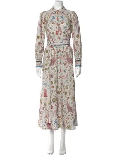 Pre-owned Marchesa Rosa Floral Print Long Dress In Multi