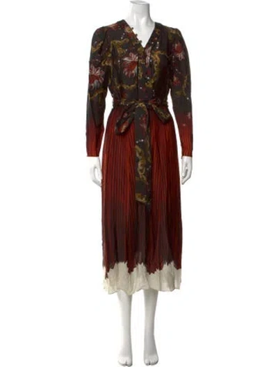 Pre-owned Marchesa Rosa Floral Print Long Dress W/ Tags In Multicolor