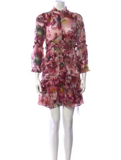 Pre-owned Marchesa Rosa Floral Print Mini Dress W/ Tags In Pink