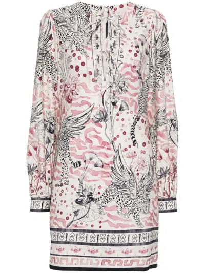 Marchesa Rosa Flying Cheetah Mini Dress In Red