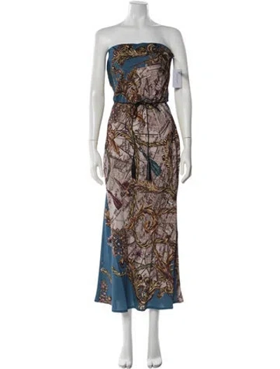 Pre-owned Marchesa Rosa Graphic Print Long Dress W/ Tags In Multi