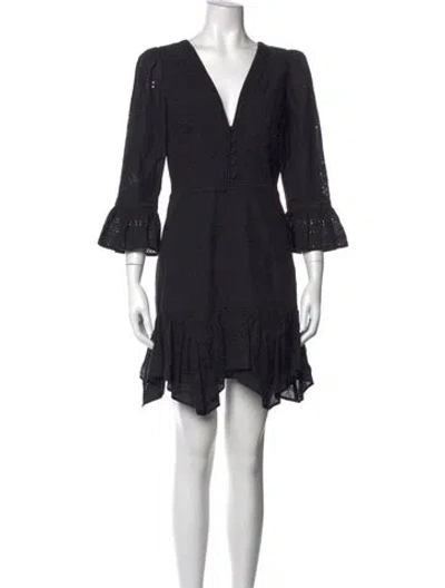 Pre-owned Marchesa Rosa Lace Pattern Mini Dress In Black