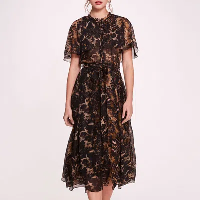Marchesa Rosa Monarch Midi Dress In Black