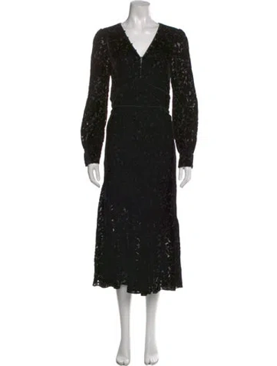Pre-owned Marchesa Rosa Printed Long Dress In Black