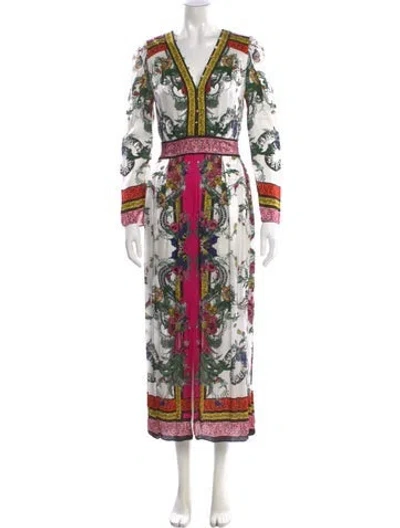 Pre-owned Marchesa Rosa Printed Long Dress In Multi