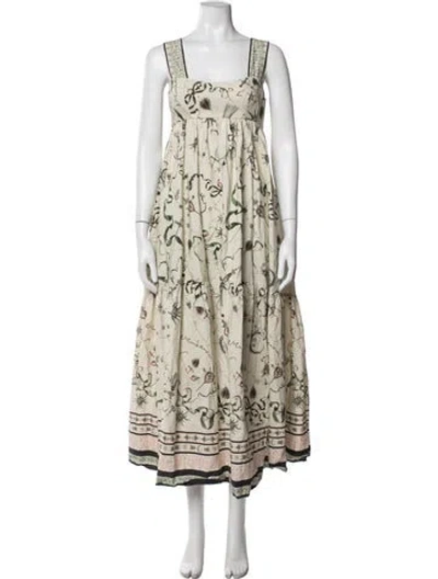 Pre-owned Marchesa Rosa Printed Long Dress In Neutrals