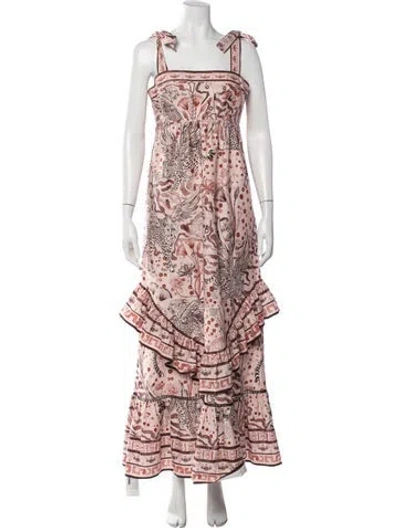 Pre-owned Marchesa Rosa Printed Long Dress In Pink
