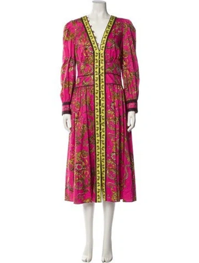 Pre-owned Marchesa Rosa Printed Long Dress W/ Tags In Pink