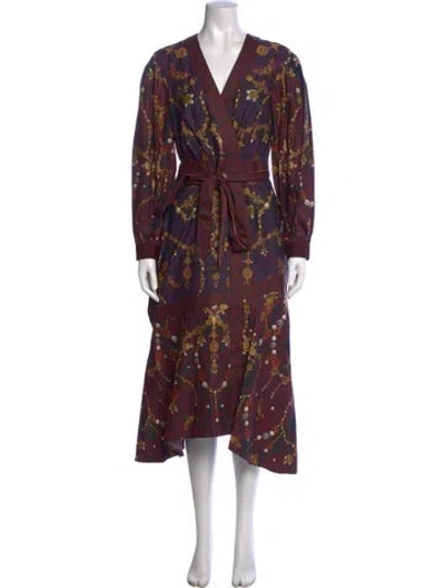 Pre-owned Marchesa Rosa Printed Midi Length Dress W/ Tags In Multicolor