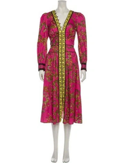 Pre-owned Marchesa Rosa Printed Robe In Pink