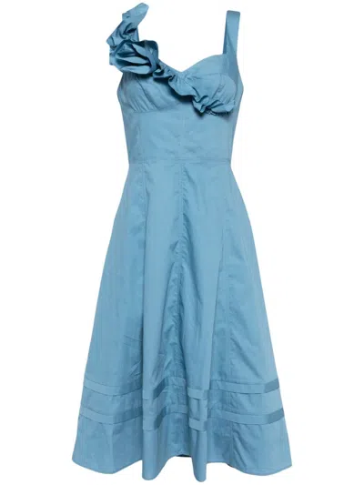 Marchesa Rosa Rosette Ruffled Cami Dress In Blue