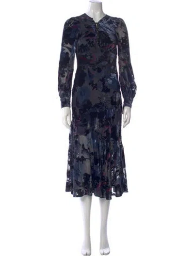Pre-owned Marchesa Rosa Silk Long Dress In Blue