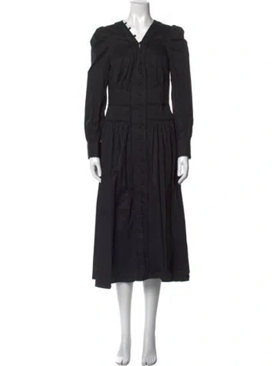 Pre-owned Marchesa Rosa V-neck Midi Length Dress W/ Tags In Black