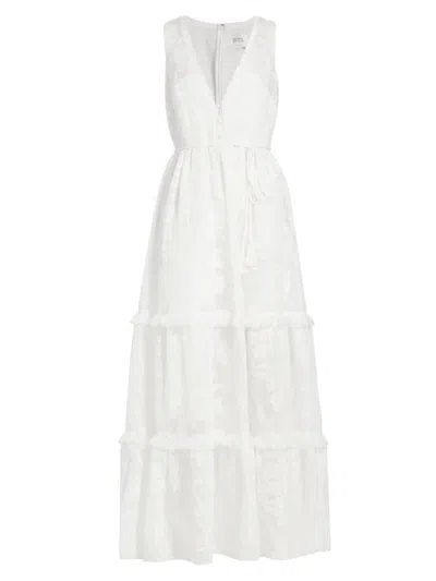 Marchesa Rosa Women's Calla Embroidered Tiered Maxi Dress In White