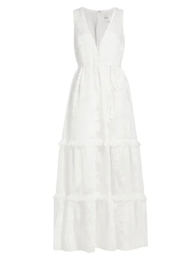 Marchesa Rosa Women's Calla Embroidered Tiered Maxi Dress In Ivory