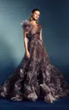 Marchesa Ruffled Organza Ball Gown In Multi