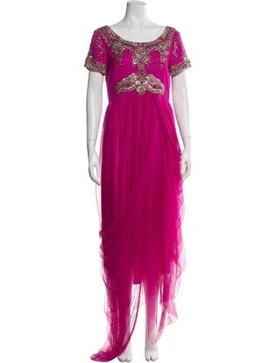 Pre-owned Marchesa Scoop Neck Long Dress W/ Tags In Pink