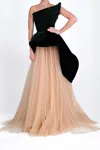 Marchesa Sculpted Peplum Gown