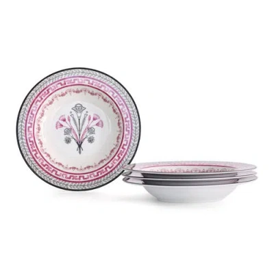 Marchesa Serengeti Porcelain Pasta Bowl Set Of 4, Multicolored In Pink