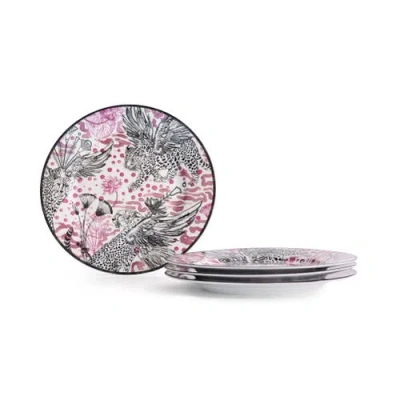 Marchesa Serengeti Porcelain Salad Plate Set Of 4, Multicolored In Pink