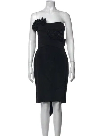 Pre-owned Marchesa Silk Knee-length Dress In Black