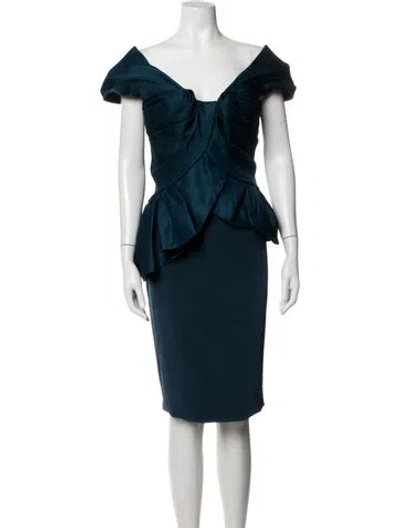 Pre-owned Marchesa Silk Knee-length Dress In Blue