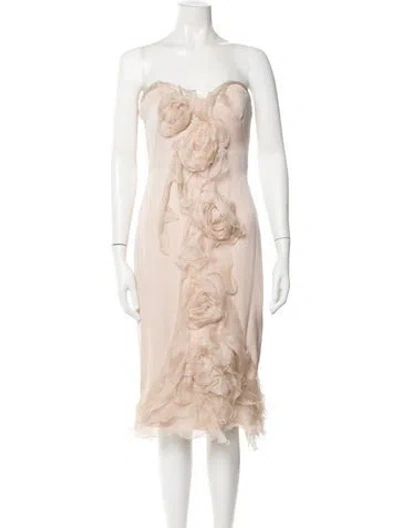 Pre-owned Marchesa Silk Knee-length Dress In Neutral