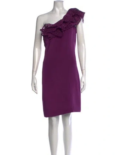 Pre-owned Marchesa Silk Knee-length Dress In Purple