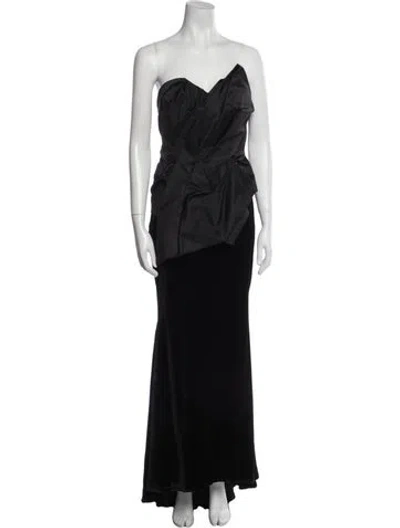 Pre-owned Marchesa Silk Long Dress In Black