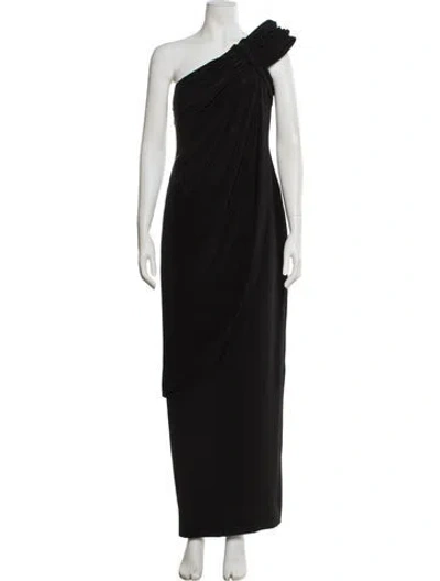 Pre-owned Marchesa Silk Long Dress In Black