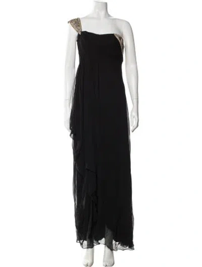 Pre-owned Marchesa Silk Long Dress In Black