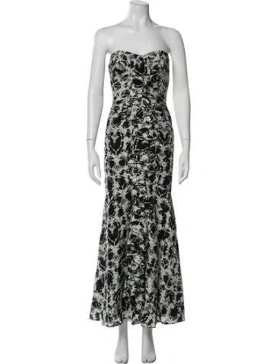 Pre-owned Marchesa Silk Long Dress In Black