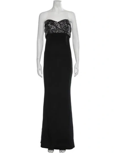 Pre-owned Marchesa Silk Long Dress In Black