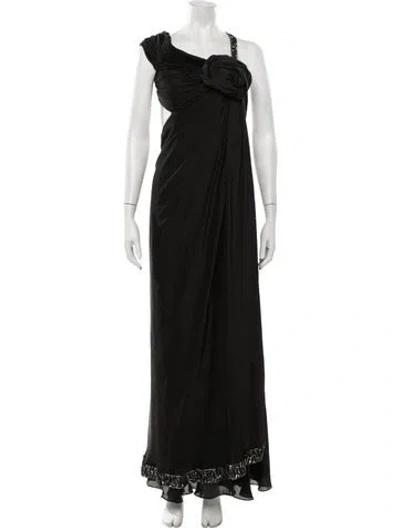 Pre-owned Marchesa Silk Long Dress In Black