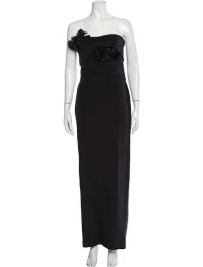 Pre-owned Marchesa Silk Long Dress In Black