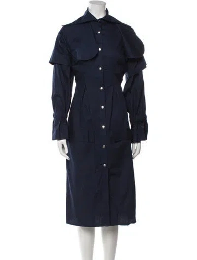 Pre-owned Marchesa Silk Long Dress In Blue